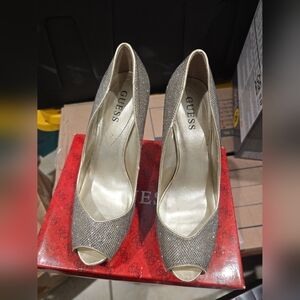Guess Gold Multi Fabric Heel 8.5